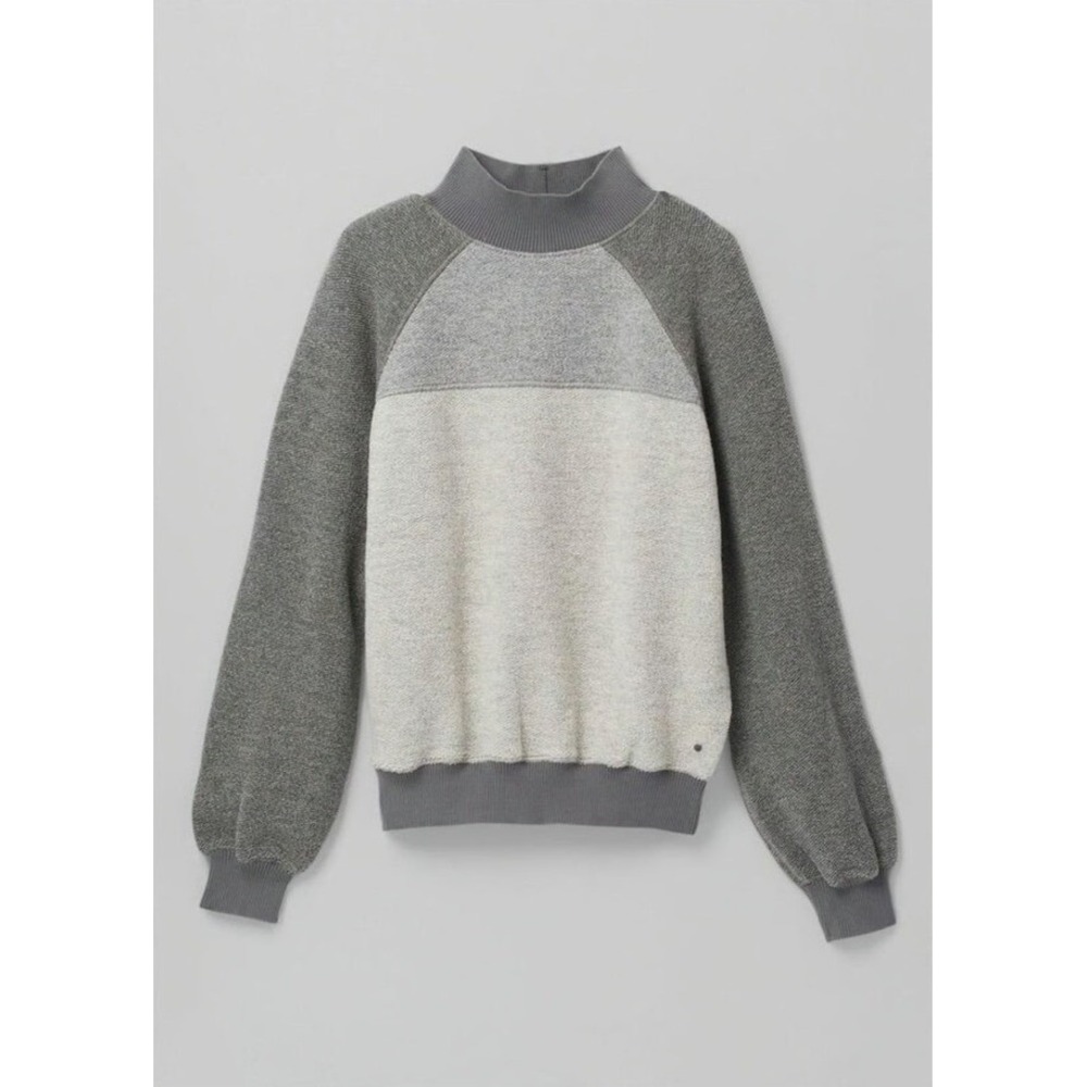 Prana Two-Tone Gray and Cream Cowl Sweater